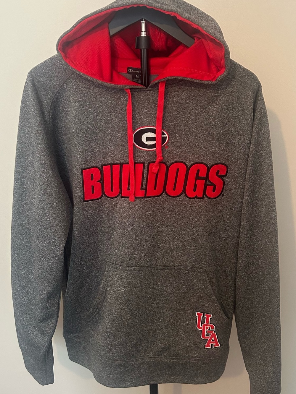 Champion Georgia Bulldogs Gray & Red Hooded Sweater